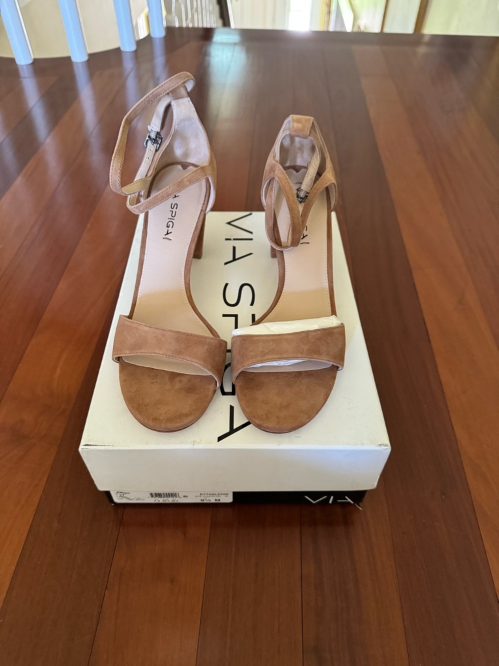 Via Spiga Tan Wendi Suede Ankle-Strap Block Heel Sandals size 9.5 **NWT